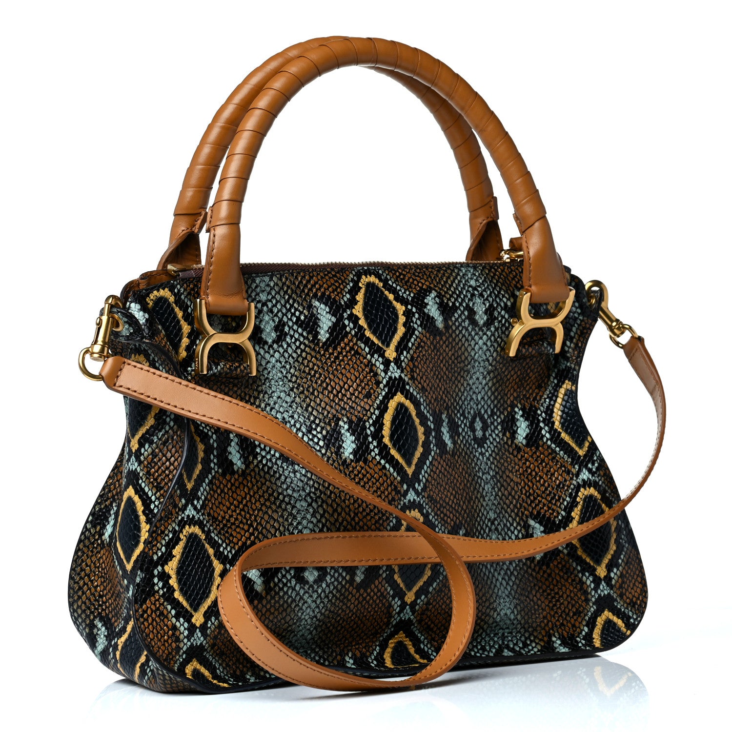 Chloe Snakeskin Calfskin Embossed Medium Marcie Satchel Multicolor 2 of 14