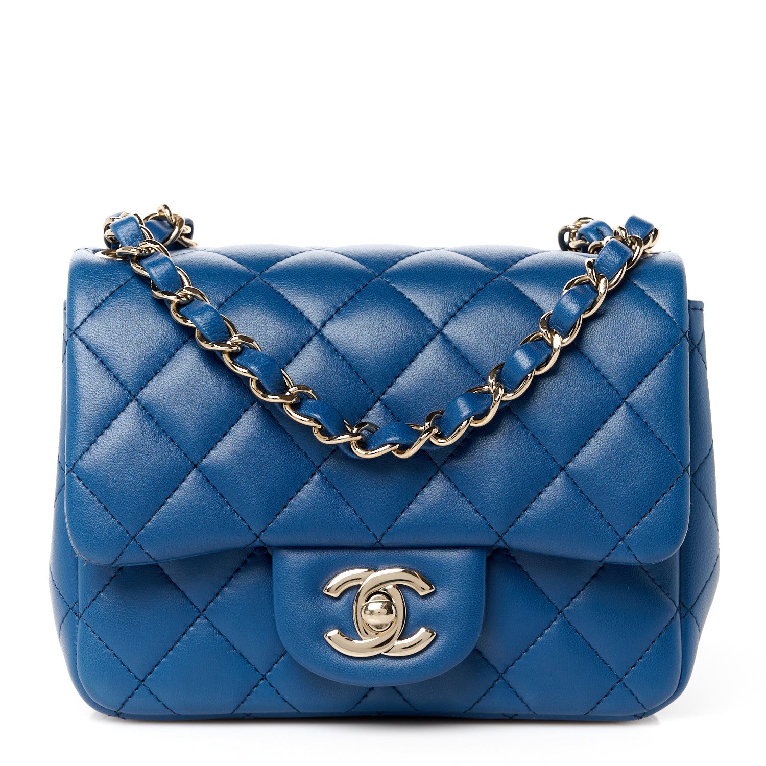 Chanel Lambskin Quilted Mini Square Flap Blue 1 of 11