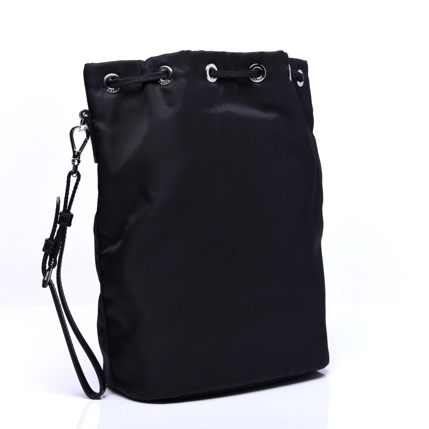 Prada Saffiano Tessuto Nylon Vela Bucket Wristlet Black 3 of 12
