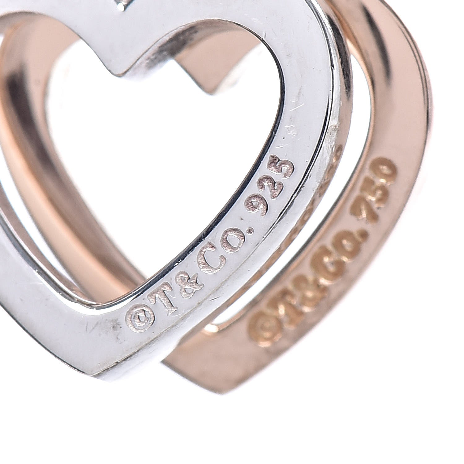 Tiffany Sterling Silver 18K Rose Gold Double Open Heart Pendant Necklace 4 of 9