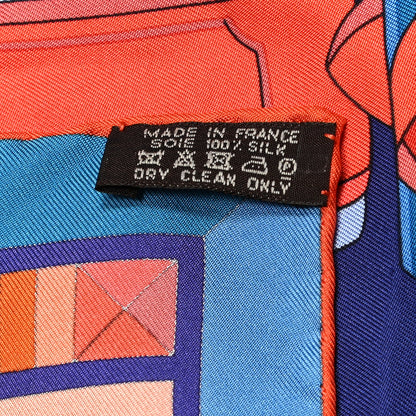 Hermes Silk Colliers de Chiens Giant Scarf 140 Indigo Orange Cobalt 6 of 6