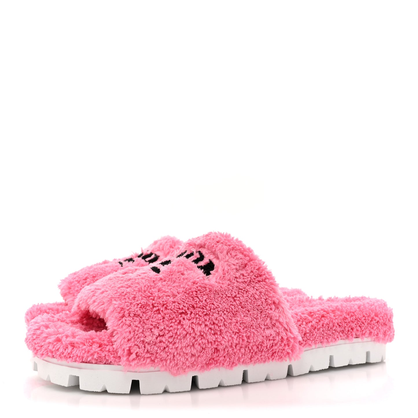 Terry Cloth Logo Lug Sole 20mm Slide Sandals 36 Petalo Black
