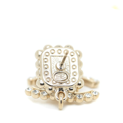 Chanel Crystal Pearl CC Drop Earrings Pink Gold 4 of 4