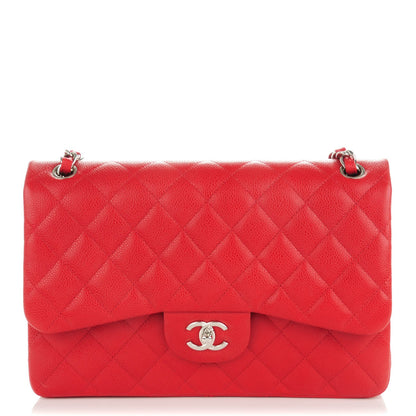 Chanel Caviar Quilted Jumbo Double Flap Red 1 of 8