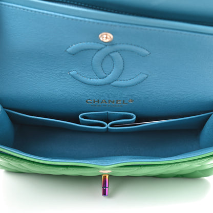 Chanel Lambskin Quilted Small Double Flap Green Blue 5 of 9