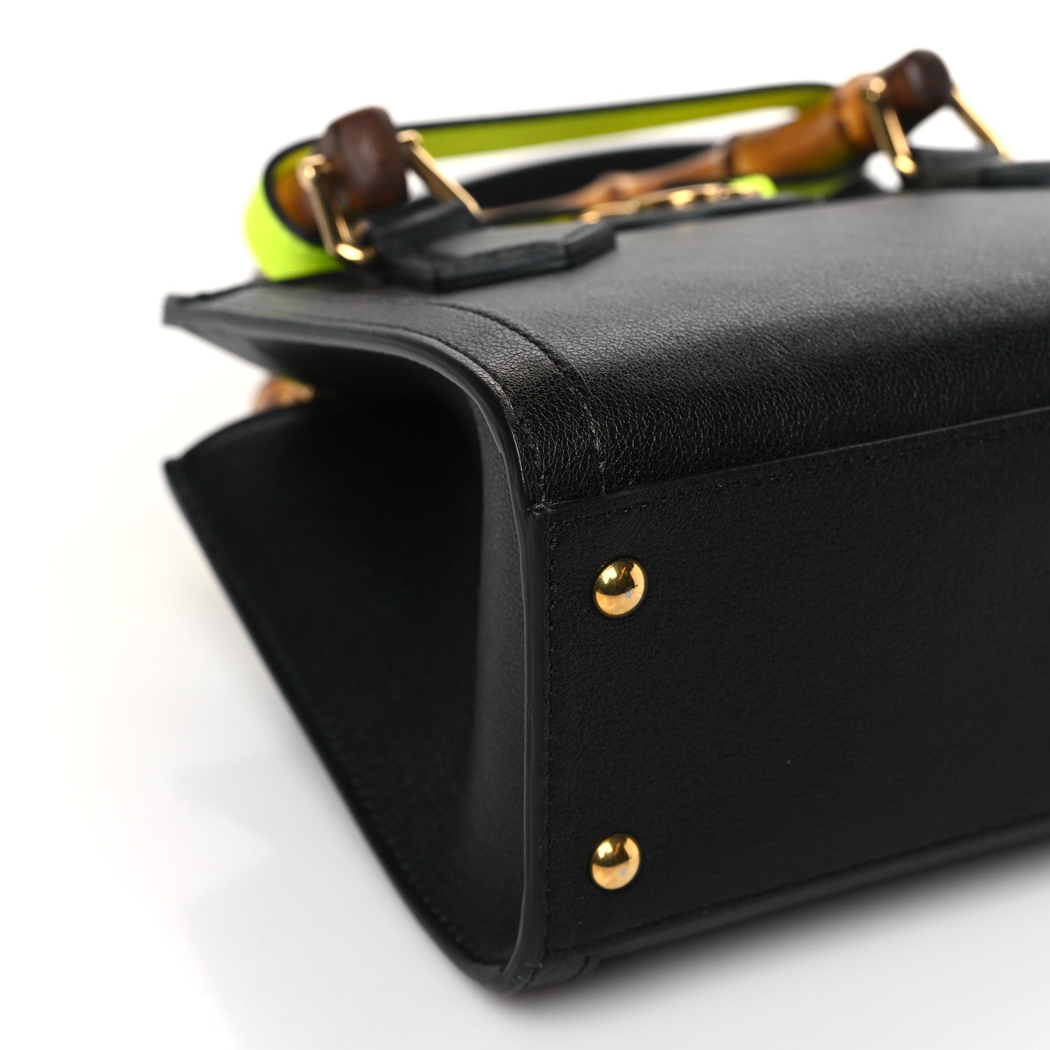 Gucci Wonka Grain Calfskin Mini Diana Tote Bag Black Yellow Fluo 8 of 9