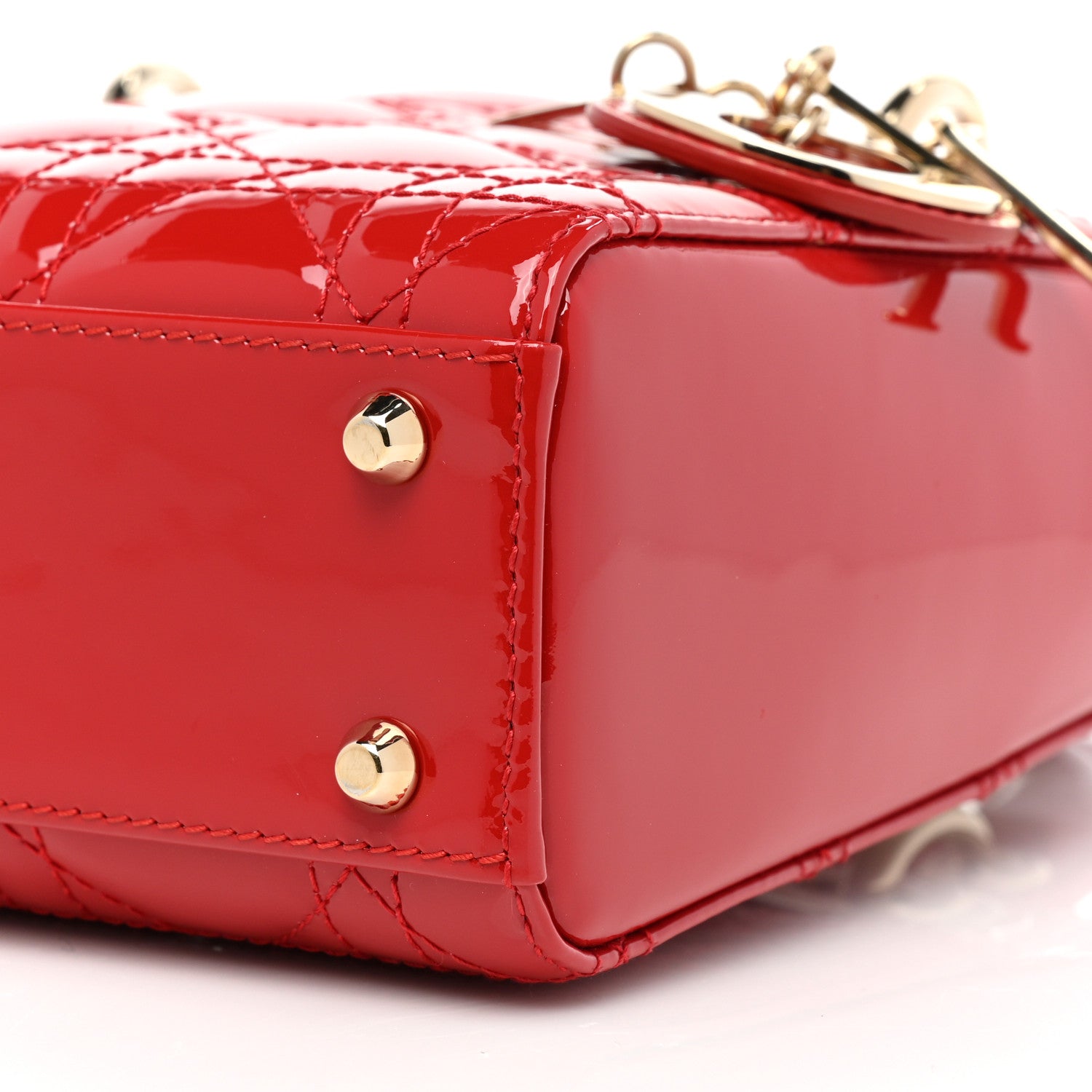 Christian Dior Patent Cannage Mini Lady Dior Red 8 of 11