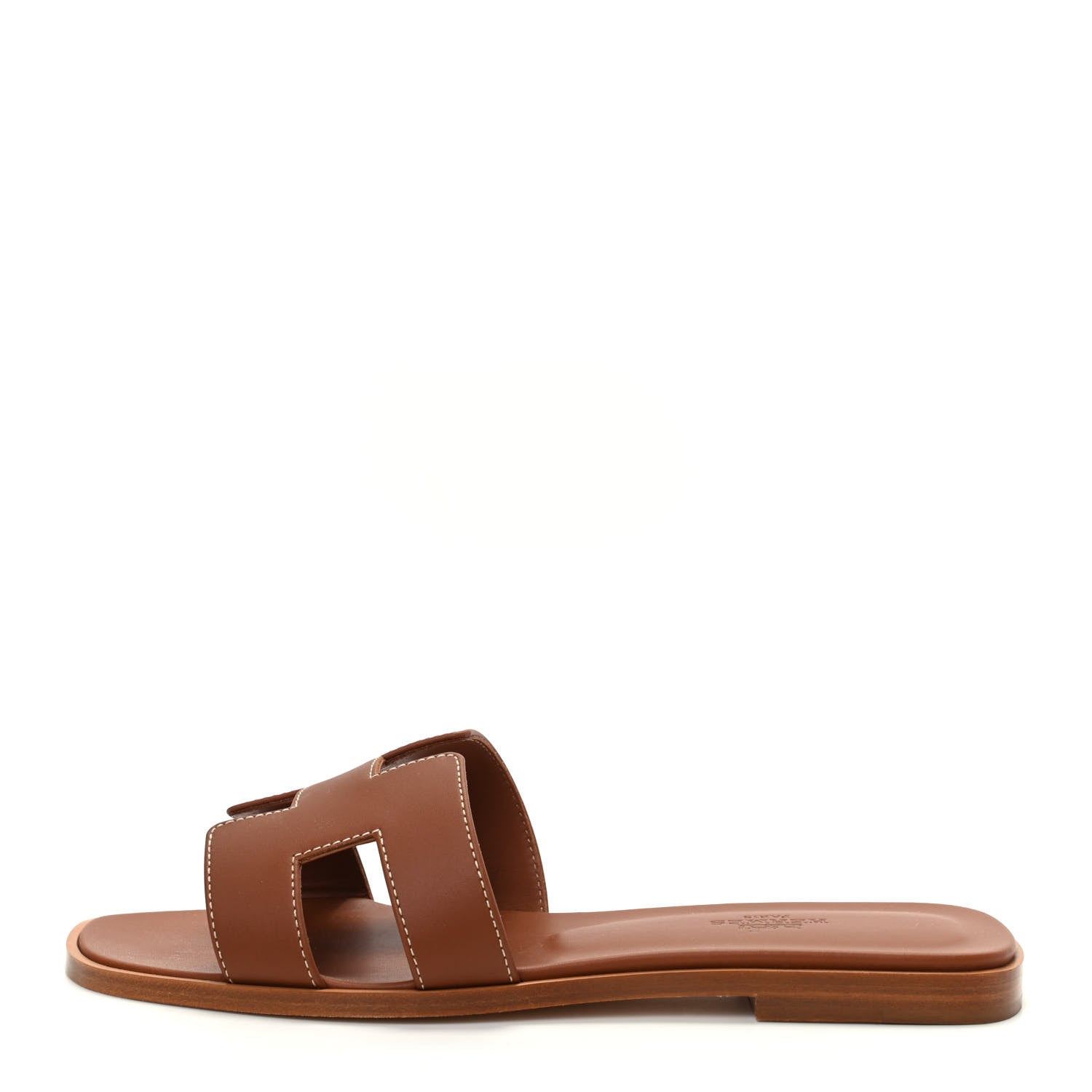 Hermes Box Calfskin Oran Sandals 37 Gold 1 of 9
