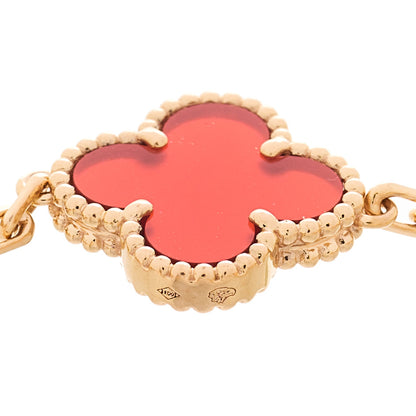 Van Cleef & Arpels 18K Rose Gold Carnelian 5 Motifs Guilloche Vintage Alhambra Bracelet 4 of 5