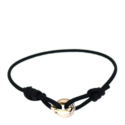 Cartier 18K Pink Yellow White Gold Trinity Adjustable Cord Bracelet Black 1 of 5