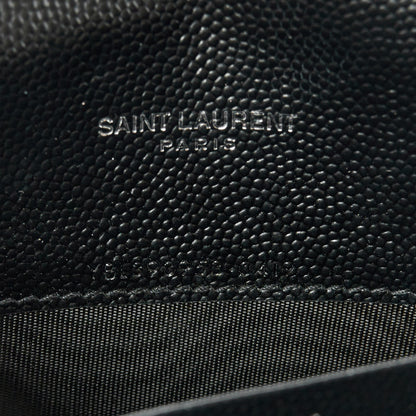 Saint Laurent Grain De Poudre Matelasse Chevron Monogram Envelope Chain Wallet Black 7 of 11