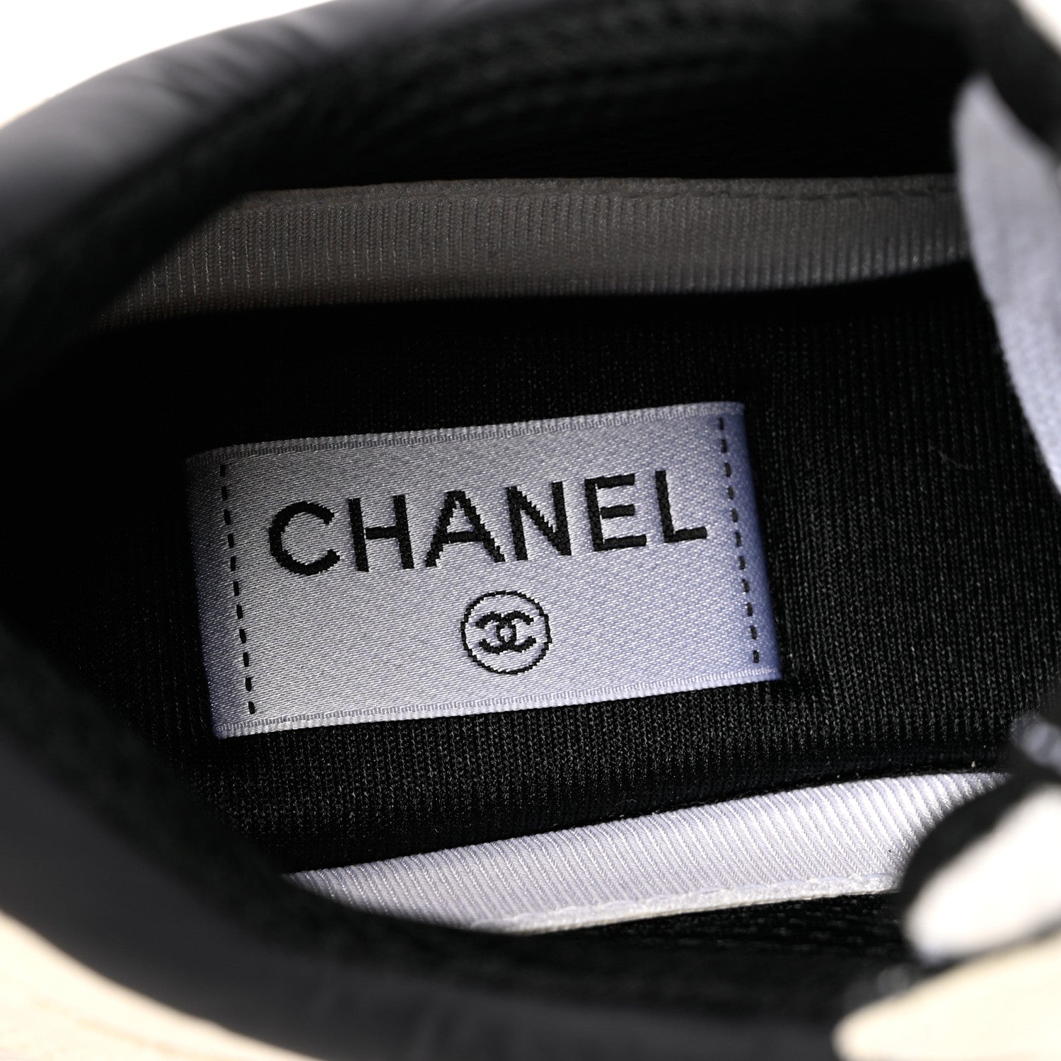Chanel Mesh Suede Calfskin Grained Calfskin Womens CC Sneakers 39 White Black 6 of 8