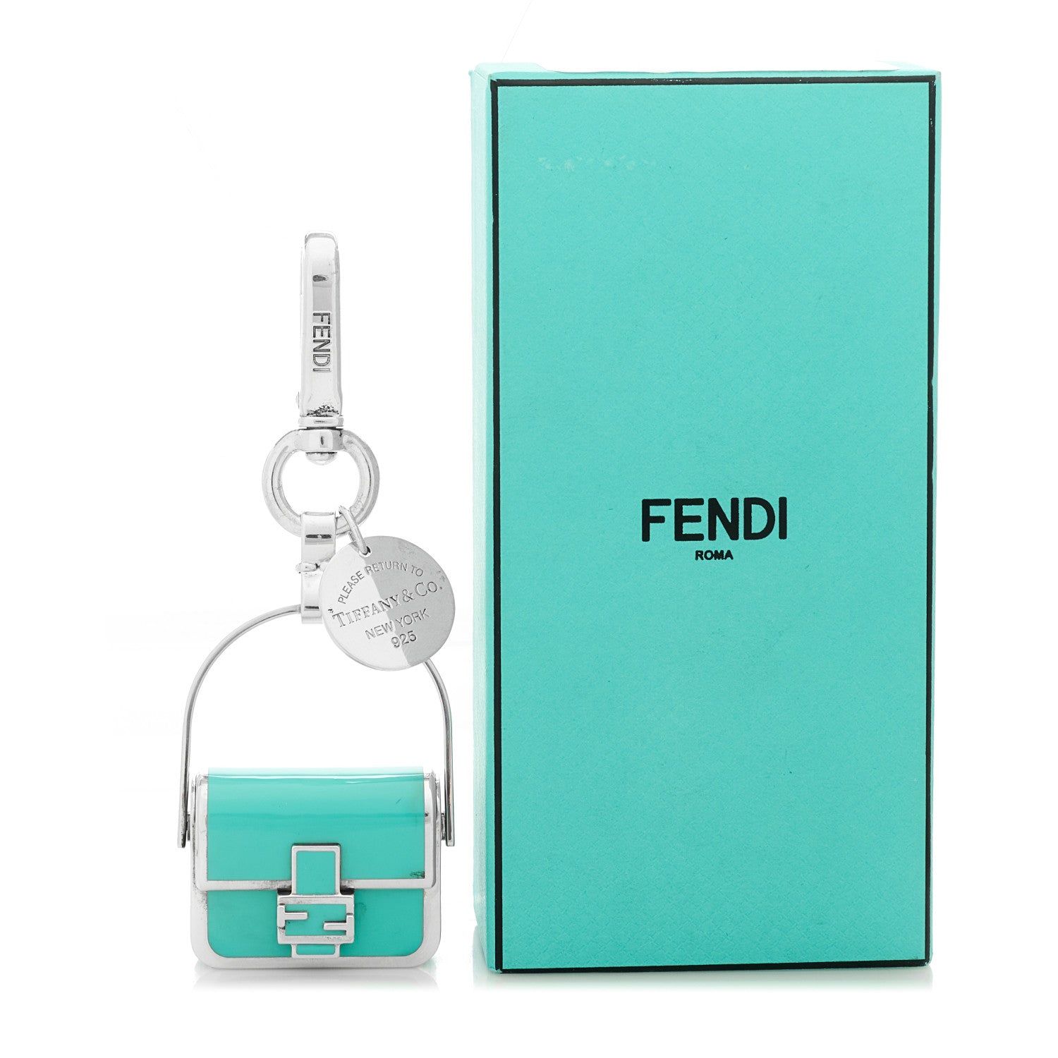 Fendi X TIFFANY Sterling Silver Enamel Pico Baguette Bag Charm Tiffany Blue 4 of 4
