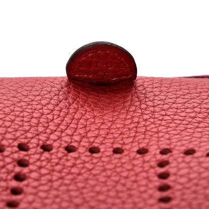 Hermes Taurillon Clemence Amazone Evelyne TPM Rouge Casaque Etain 8 of 8