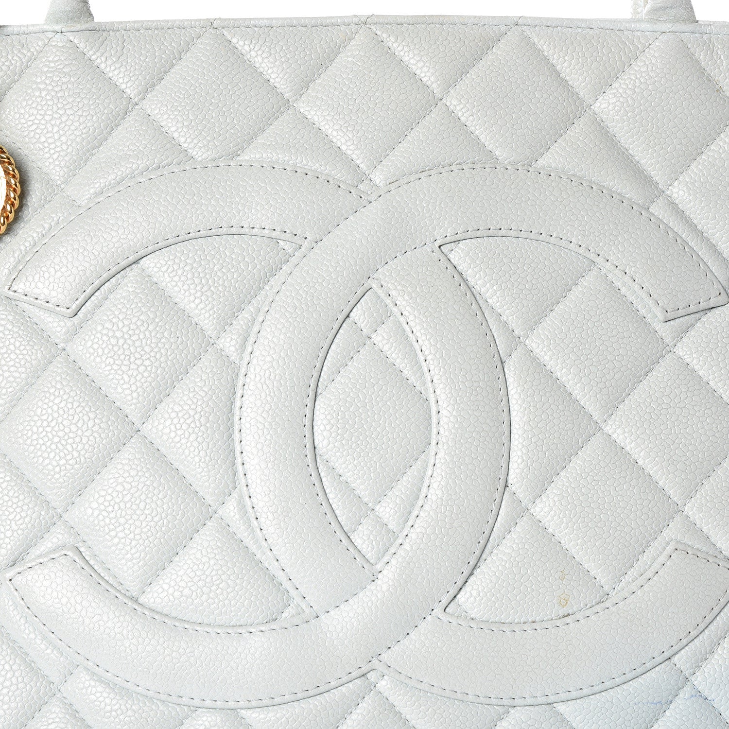 Chanel Caviar Quilted Medallion Tote Light Blue 13 of 14