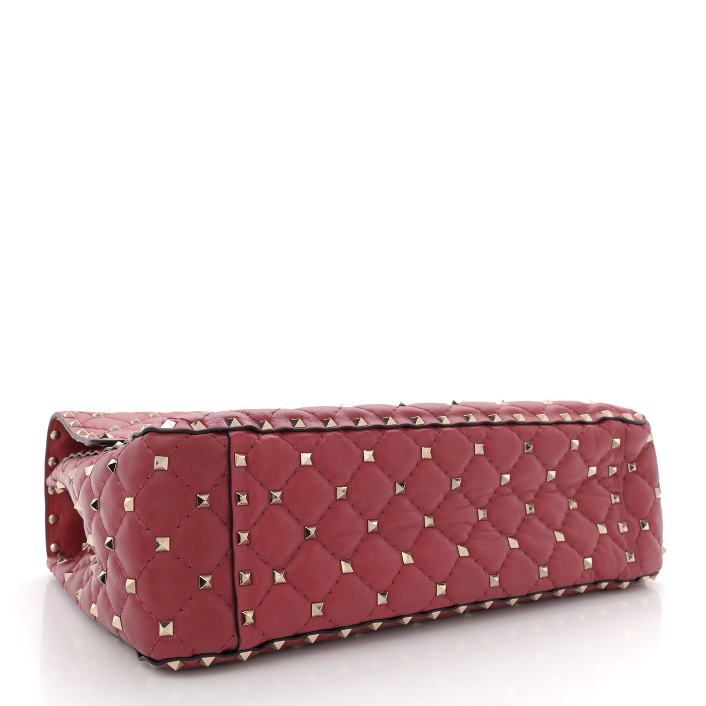 Nappa Large Rockstud Spike Shoulder Bag Rubino