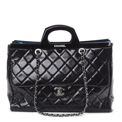 Chanel Glazed Calfskin Quilted Large CC Delivery Tote Black 1 of 10