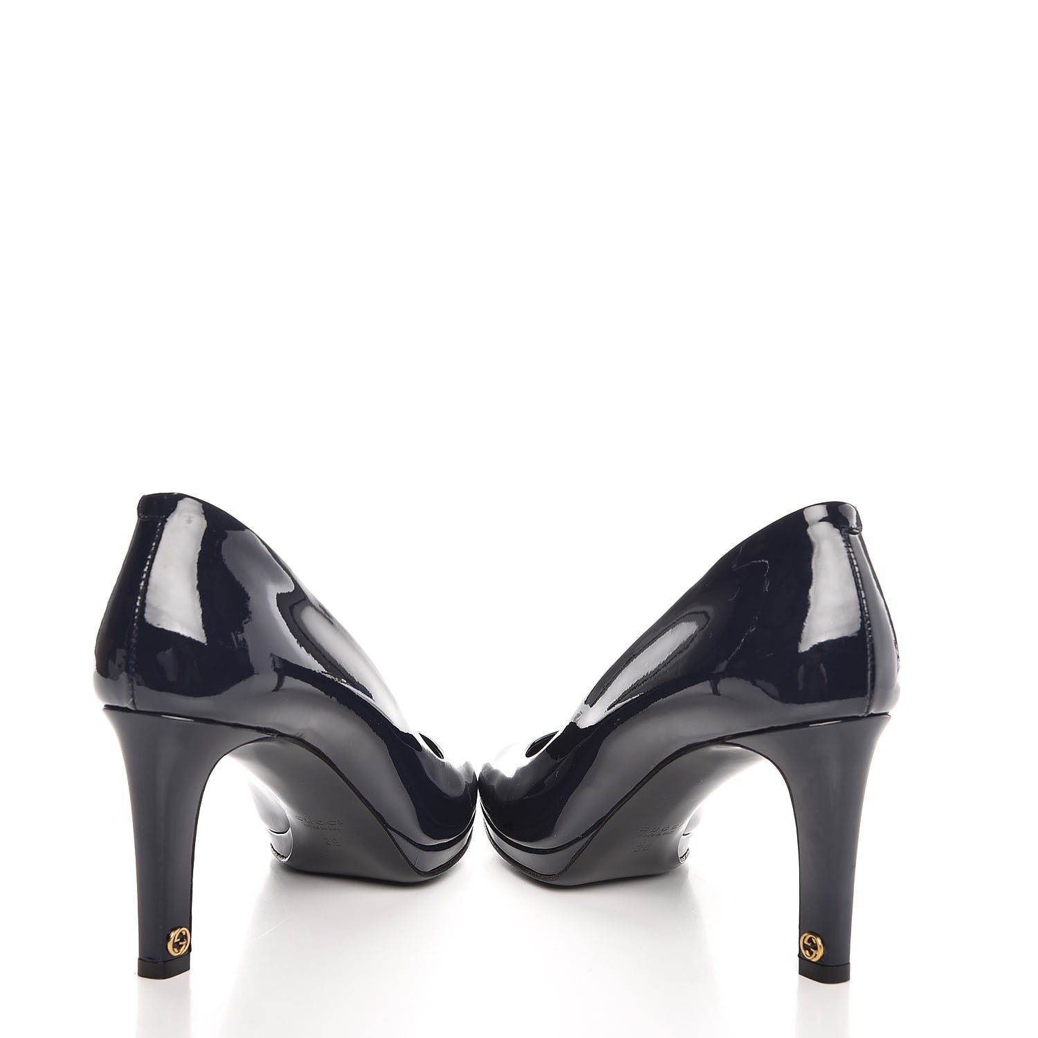 Gucci Patent Platform Pumps 38 Navy Blue 6 of 29