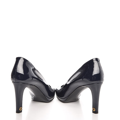 Gucci Patent Platform Pumps 38 Navy Blue 6 of 29