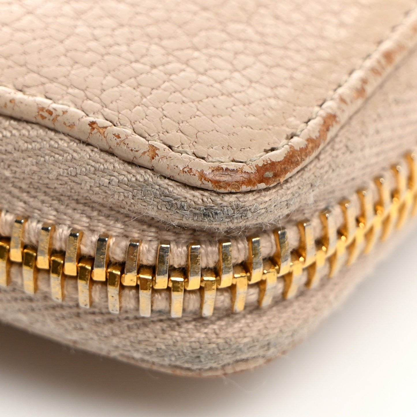 Chevre Gold Metallic Edge Hardware Continental Zip Around Wallet Beige Sable