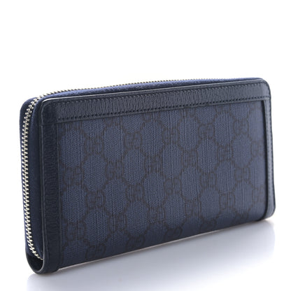 Gucci GG Supreme Monogram Textured Dollar Calfskin Ophidia Zip Around Wallet Blue Dark Blue 3 of 9