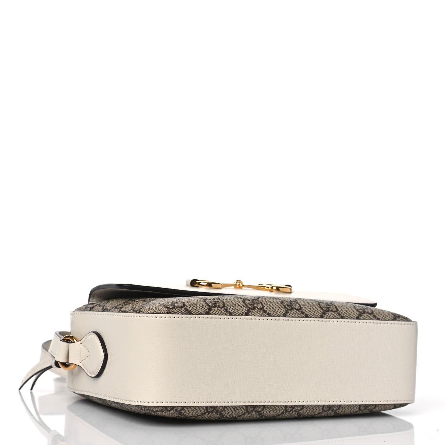 GG Supreme Monogram Small Horsebit 1955 Shoulder Bag Beige Mystic White
