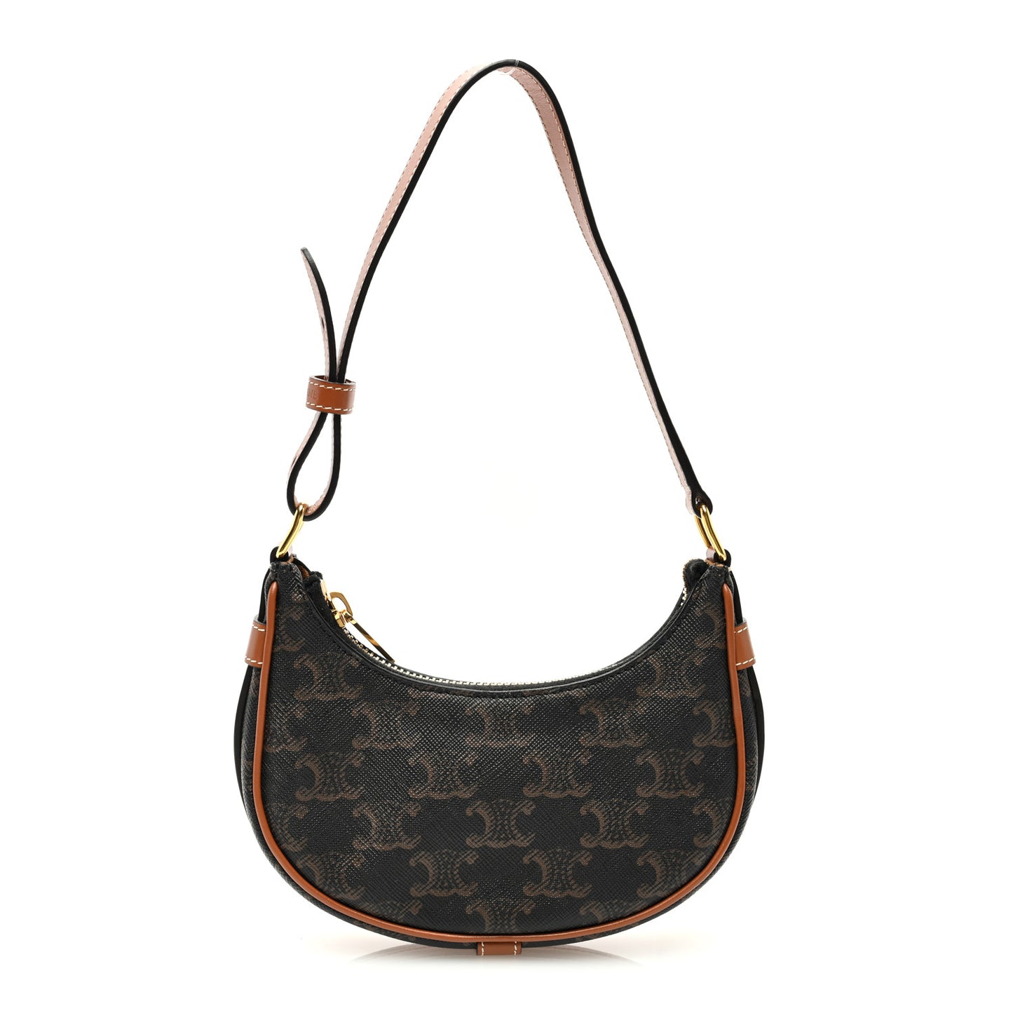 Canvas Calfskin Mini Ava Triomphe Shoulder Bag Tan