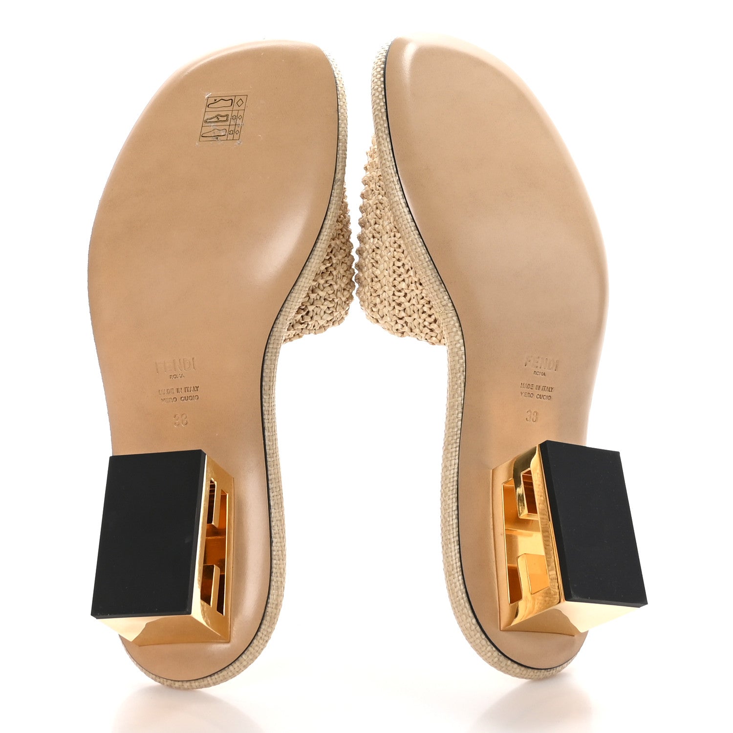 Fendi Raffia Intreccio Baguette 60mm Slide Sandals 38 Paglia 5 of 8