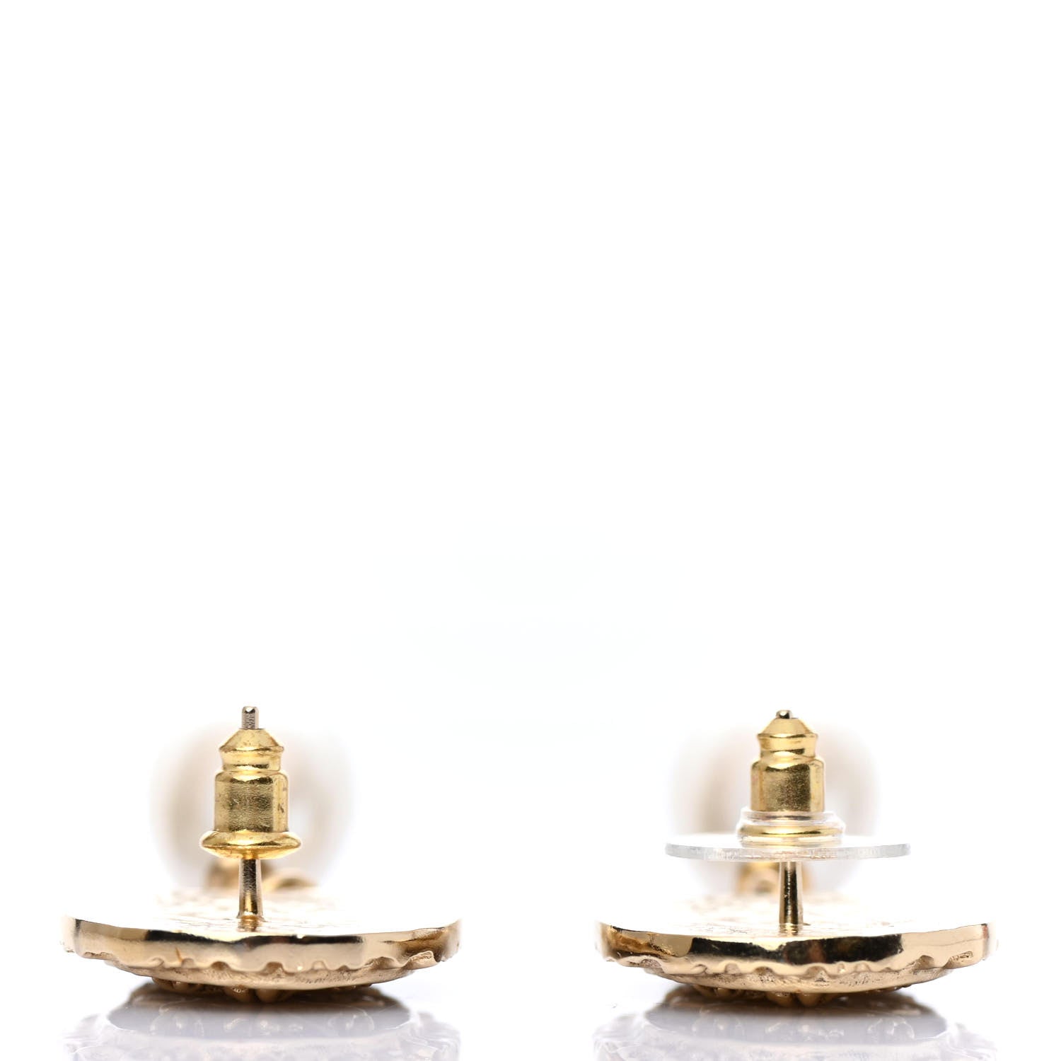 Chanel Crystal Pearl CC Drop Earrings Gold 3 of 4