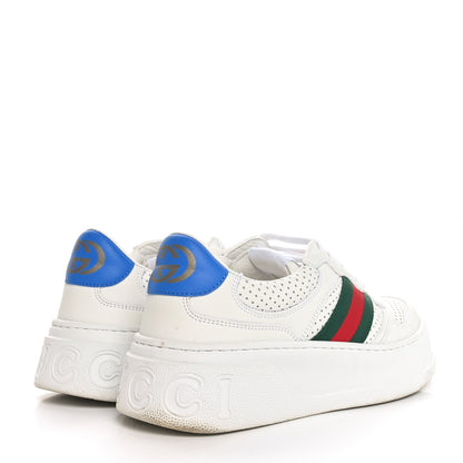 Gucci Calfskin Web Perforated Womens Platform 55mm Sneakers 38.5 White Bright Splash 5 of 10