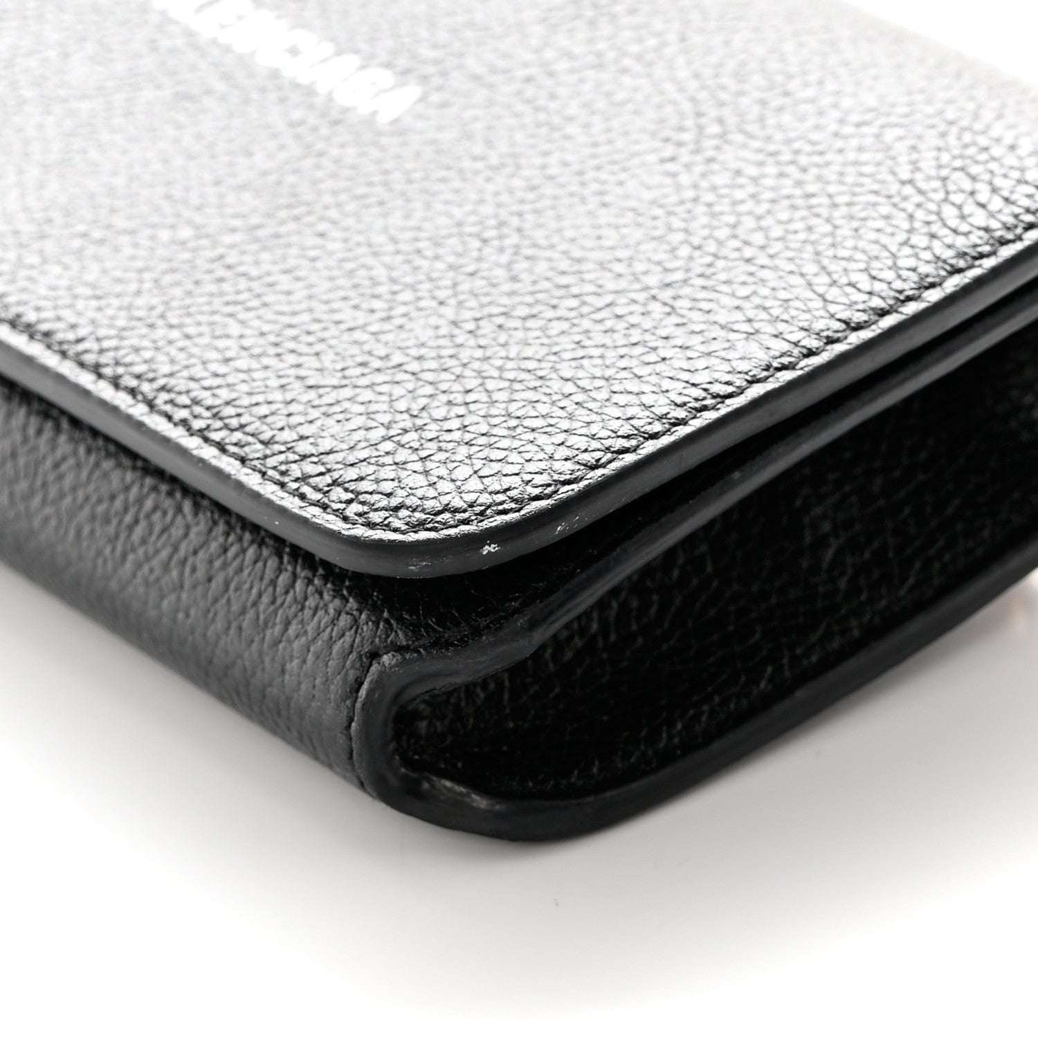Balenciaga Grained Calfskin Logo Cash Phone Holder Wallet On Chain Black White 14 of 14