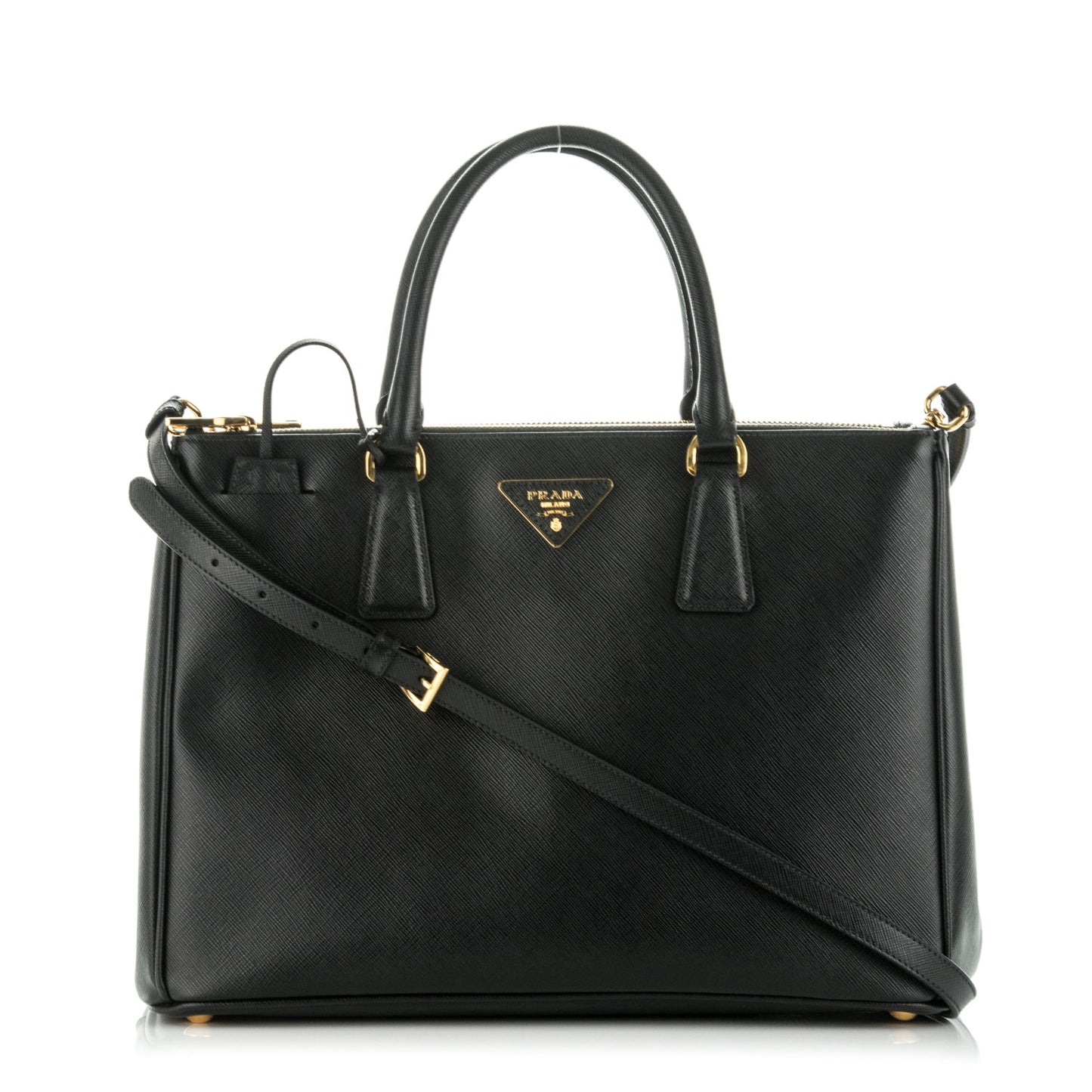 Saffiano Medium Galleria Double Zip Tote Black