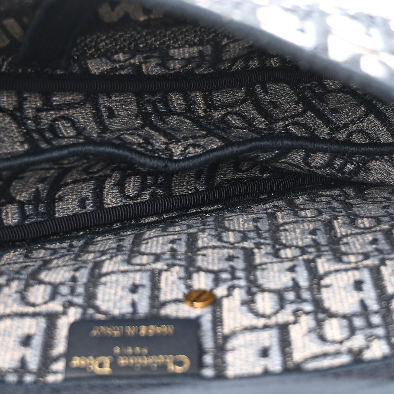 Christian Dior Oblique Embroidered Saddle Bag Blue 5 of 13