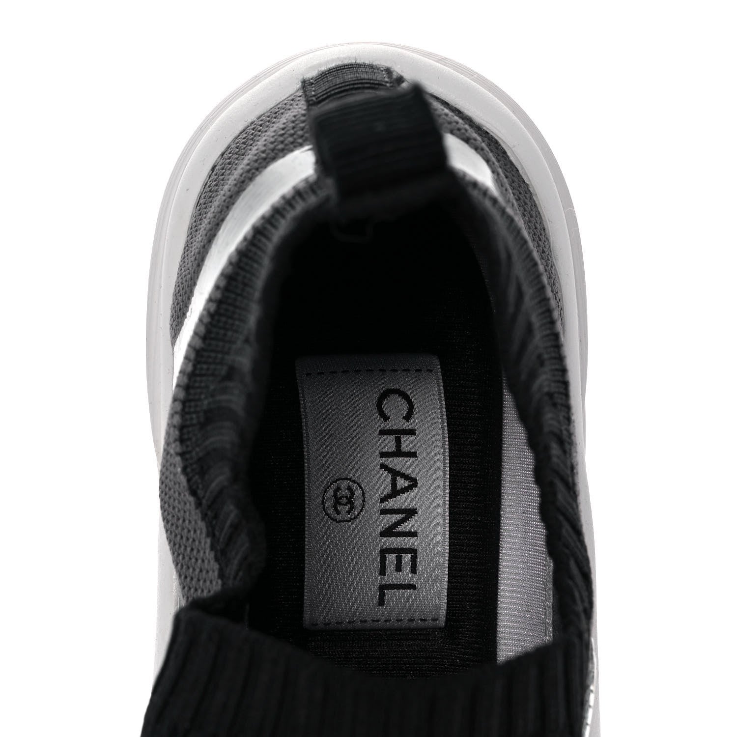 Chanel Mesh Suede Fabric Womens CC Sneakers 39 Grey White Black 7 of 8