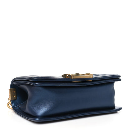 Chanel Metallic Calfskin Quilted Small Boy Flap Blue 4 of 10