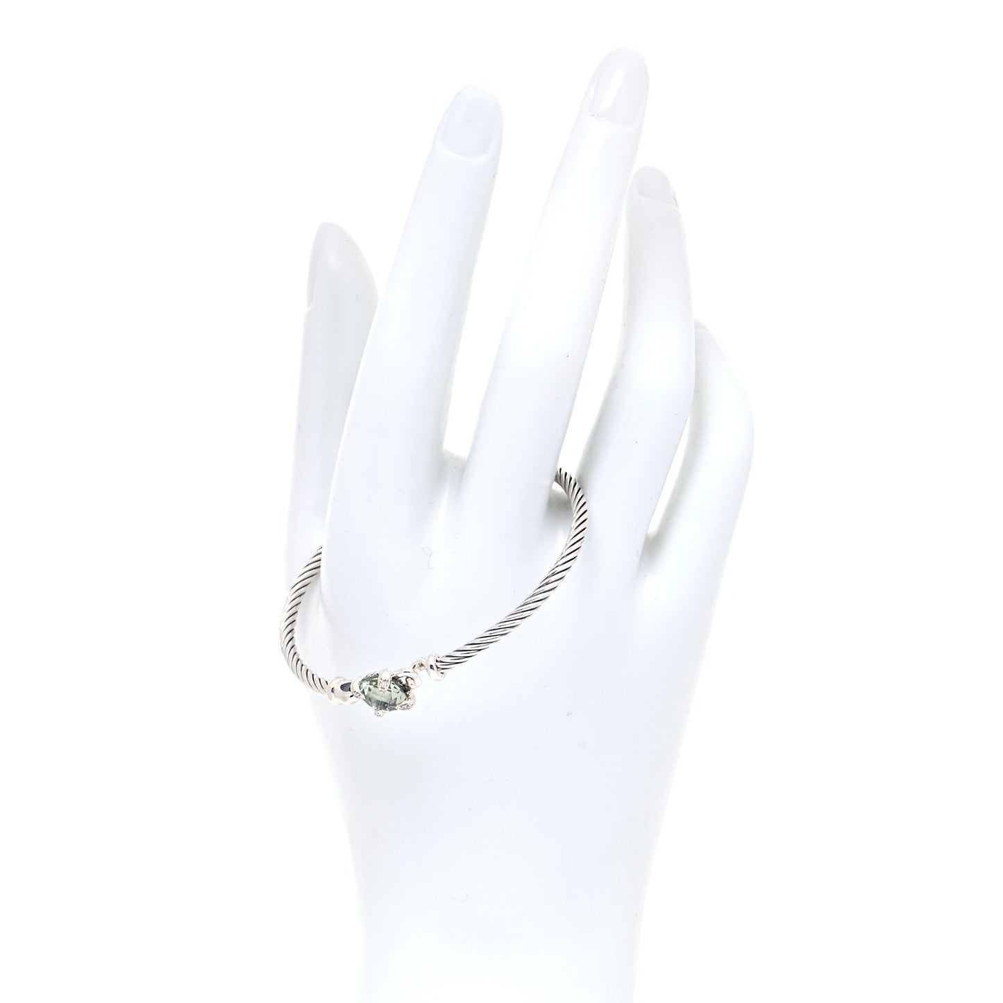Sterling Silver Prasiolite Diamond 8mm Chatelaine Bracelet
