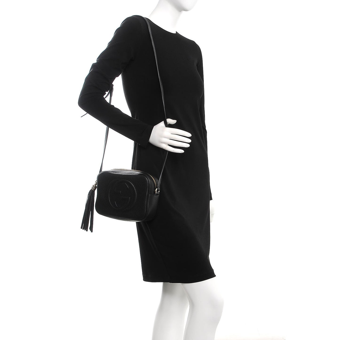 Pebbled Calfskin Small Soho Disco Bag Black
