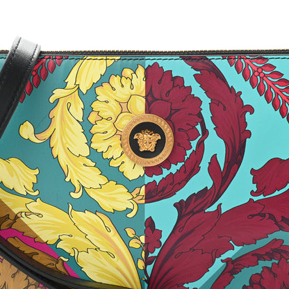 Versace Vitello Baroque Print Wristlet Pouch Black Multicolor 7 of 9