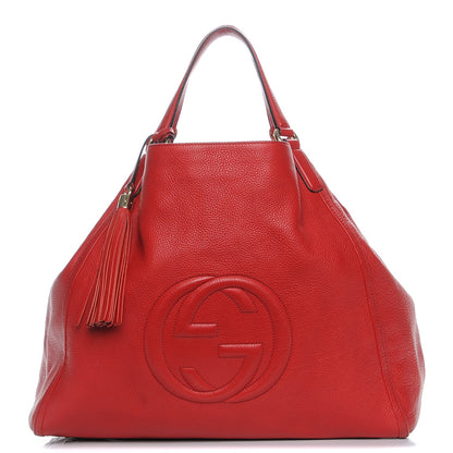 Gucci Pebbled Calfskin Large Soho Shoulder Bag Red 3 of 10