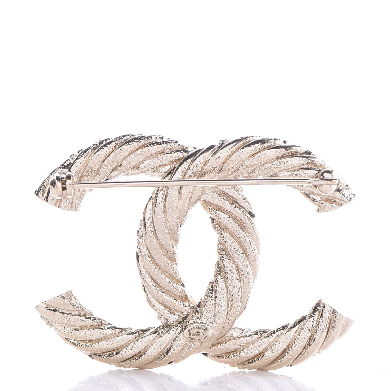 Chanel Crystal Twisted CC Brooch Light Gold 3 of 5