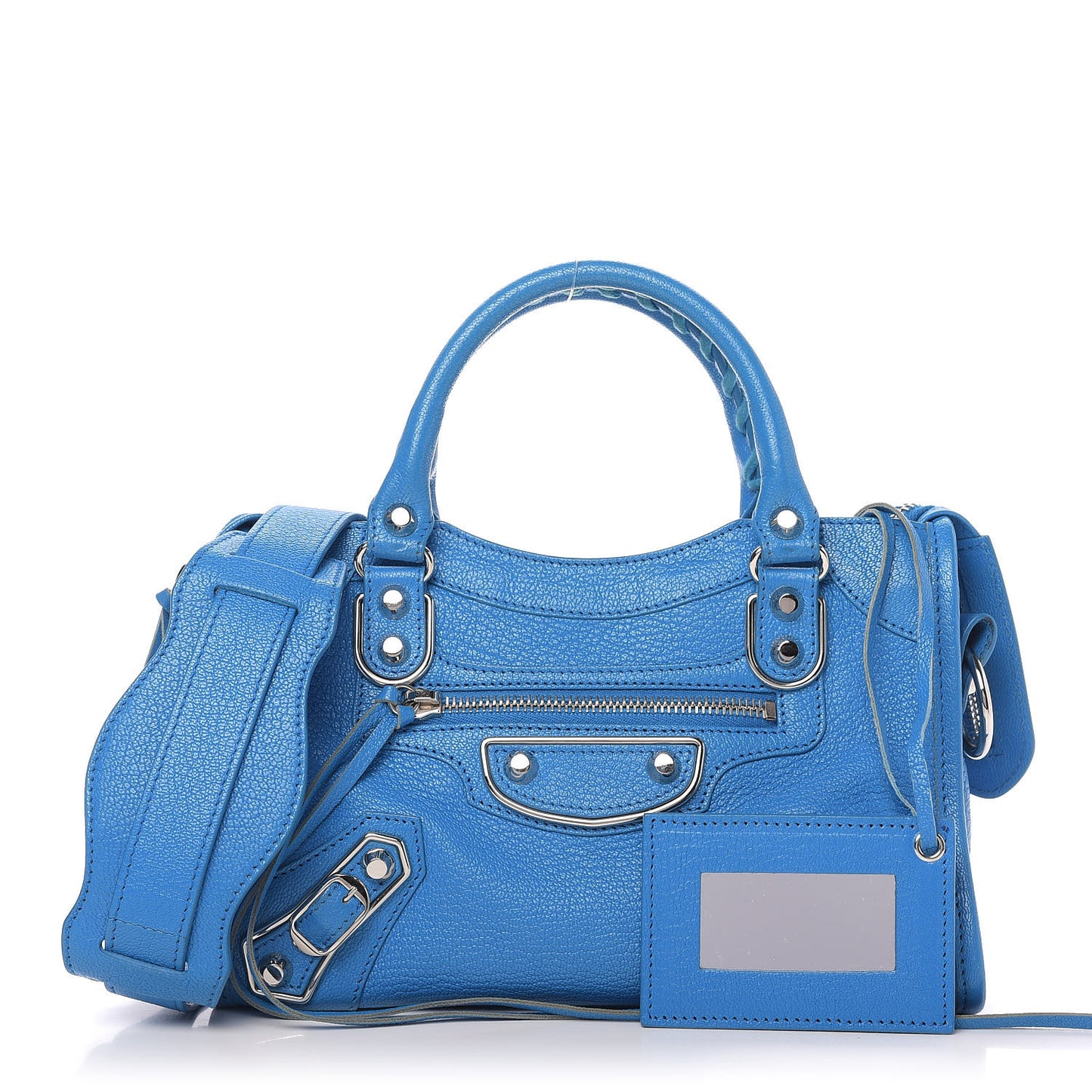 Chevre Gold Metallic Edge Hardware Mini City Bleu Ceylon