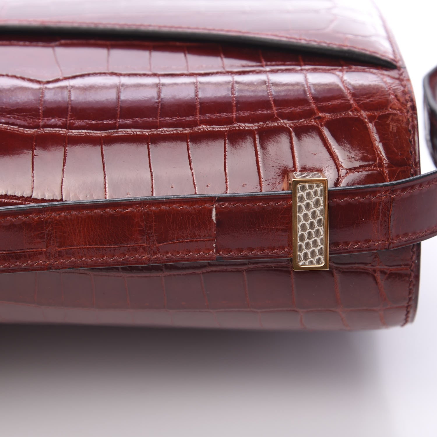 Hermes Shiny Niloticus Crocodile Lizard Marquette Constance 24 Rouge H 19 of 22