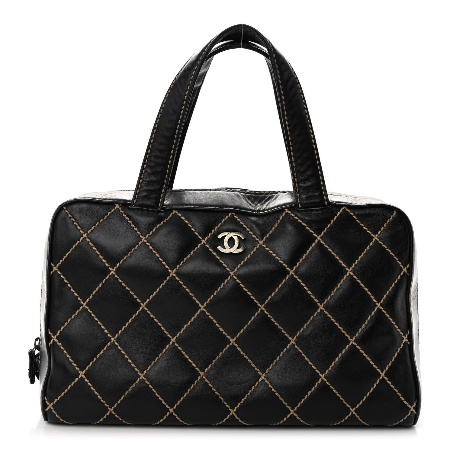 Chanel Calfskin Contrast Stitch Surpique Bowler Dark Brown 1 of 9