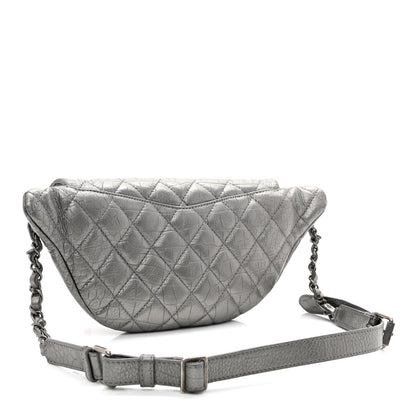 Chanel Metallic Calfskin Crocodile Embossed Quilted Easy Trip Waist Bag Fanny Pack Silver 3 of 11