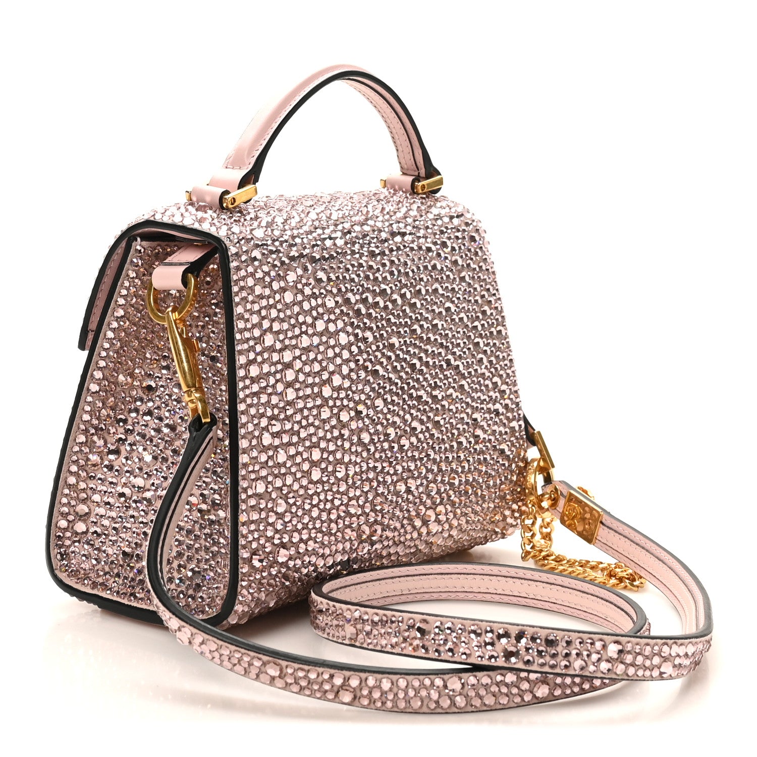 Valentino Garavani Crystal Embroidered Mini Vsling Top Handle Bag Vintage Rose Quartz 2 of 9