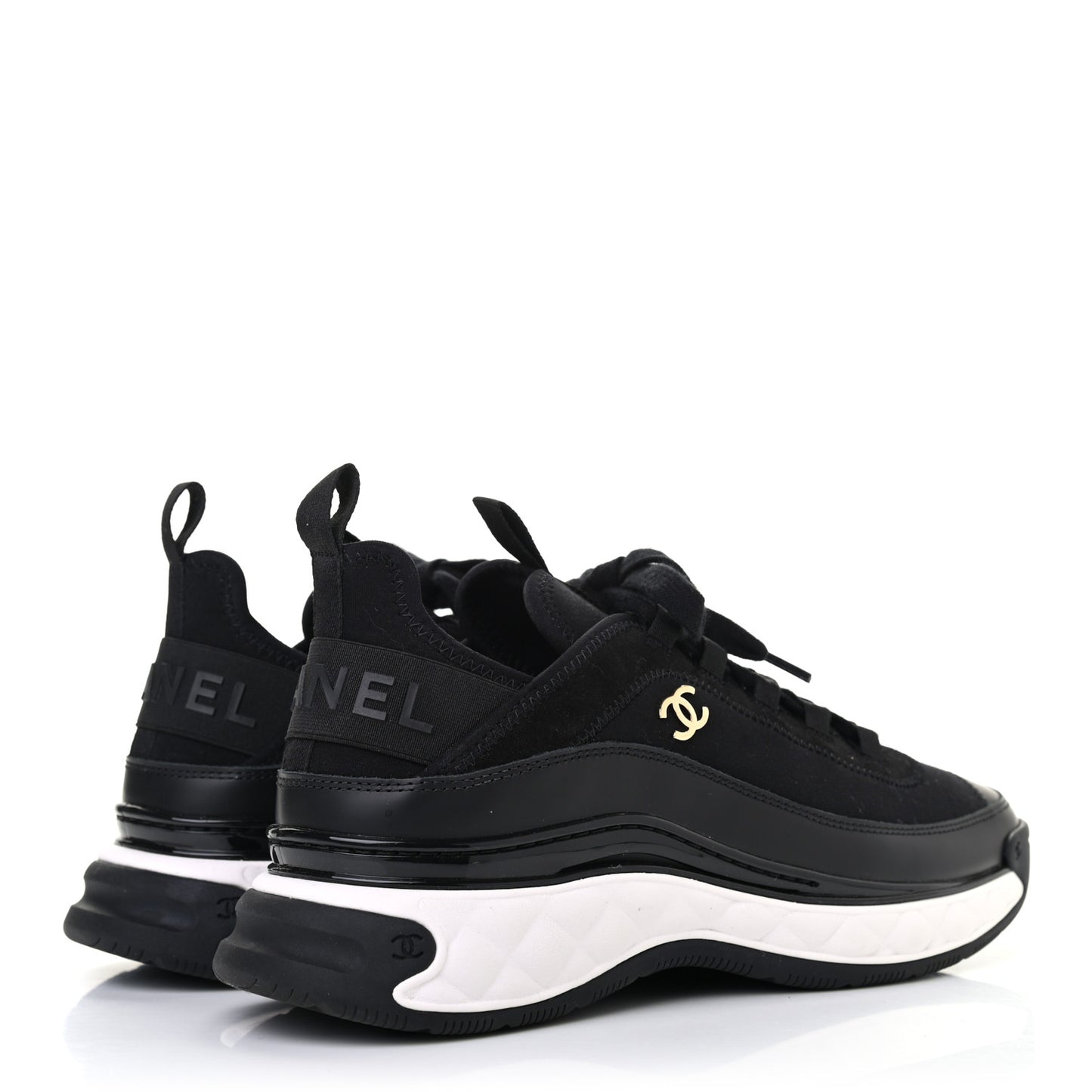 Velvet Calfskin Mixed Fibers CC Sneakers 39.5 Black