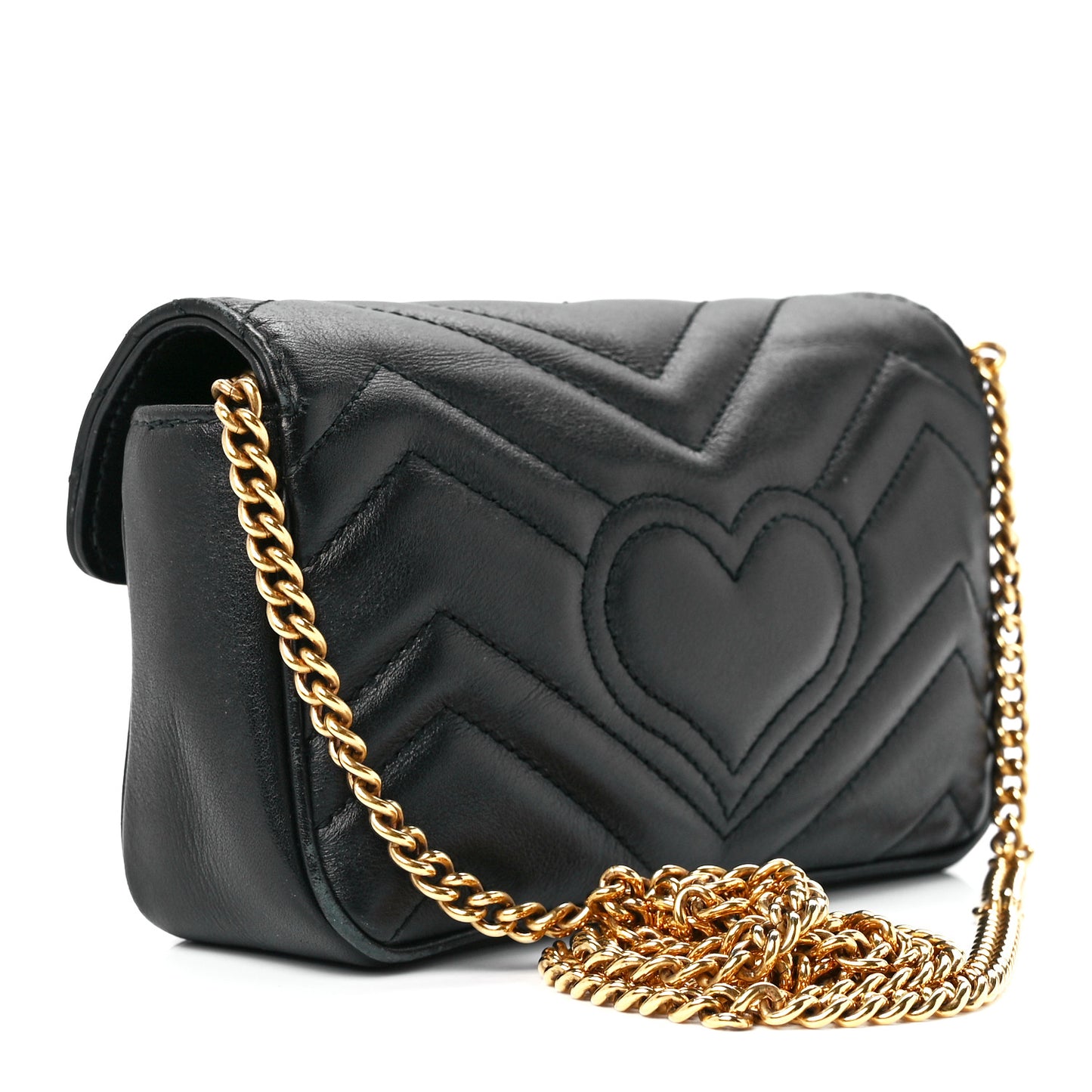 Calfskin Matelasse Super Mini GG Marmont Shoulder Bag Black