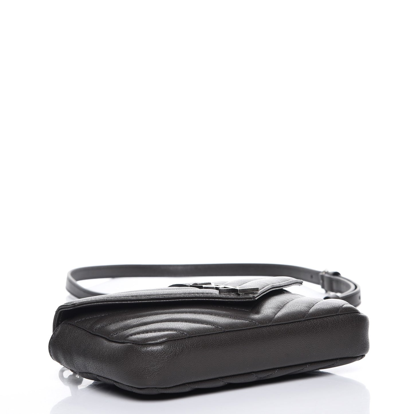 Sheepskin Matelasse Chevron Monogram College Chain Wallet Coal