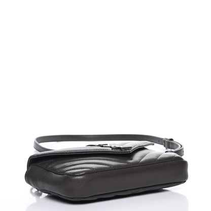 Saint Laurent Sheepskin Matelasse Chevron Monogram College Chain Wallet Coal 4 of 6