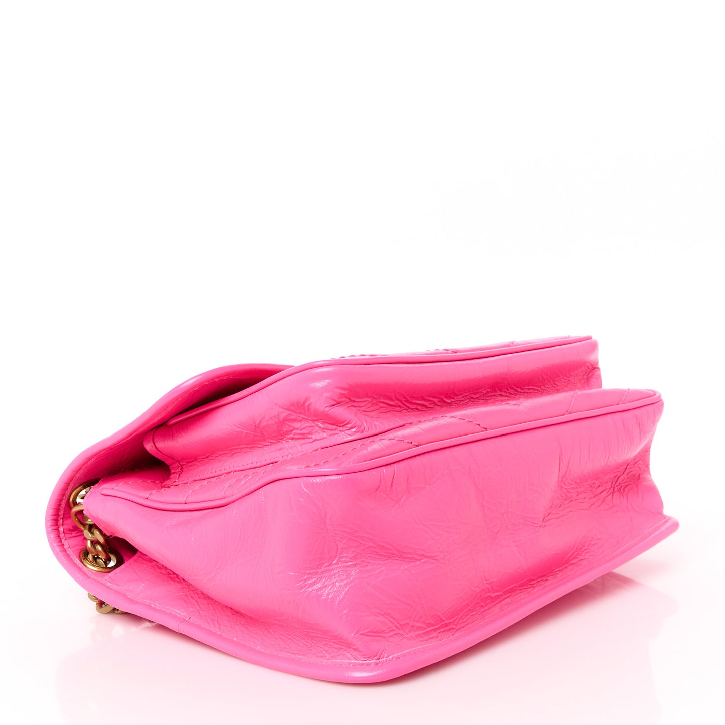 Crinkled Calfskin Matelasse Monogram Medium Niki Chain Satchel Rose Glow